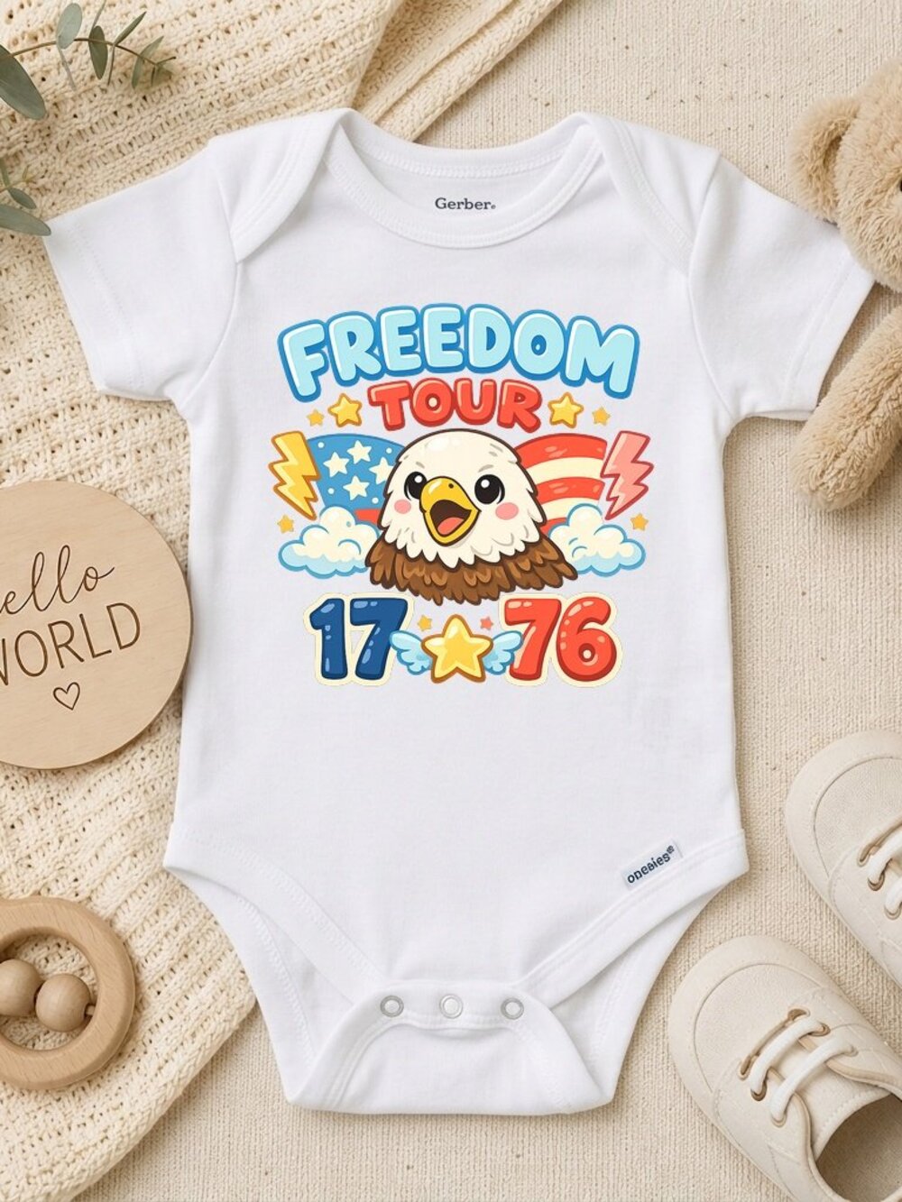 Freedom Eagle Patriotic Boys 4th of July Baby Gift ONESIE®